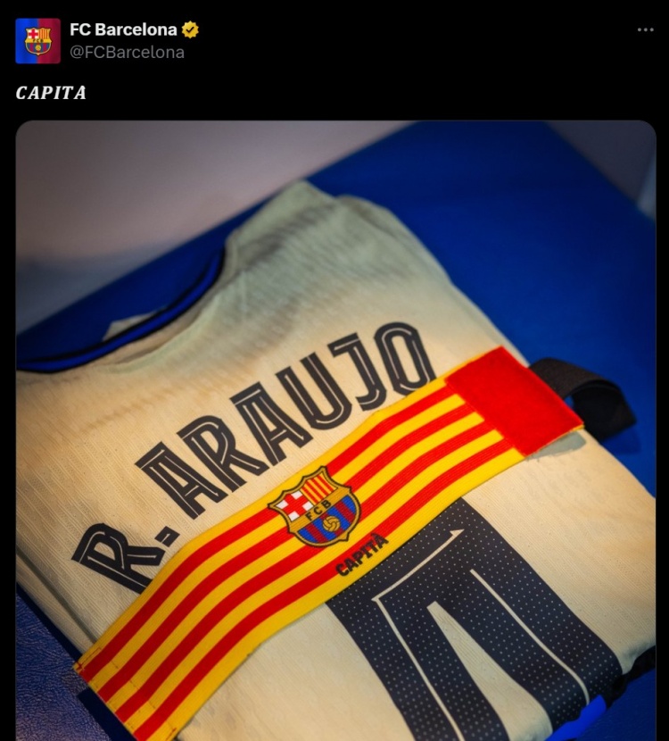 巴薩官方：26歲中衛阿勞霍將在對陣首爾FC的熱身賽擔任隊長(cháng)