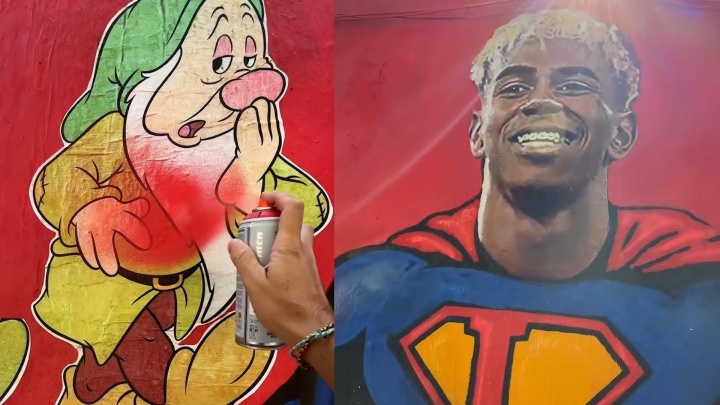 亞馬爾的壁畫(huà)已經(jīng)由創(chuàng  )作者修復，此前曾被7個(gè)小矮人的涂鴉破壞