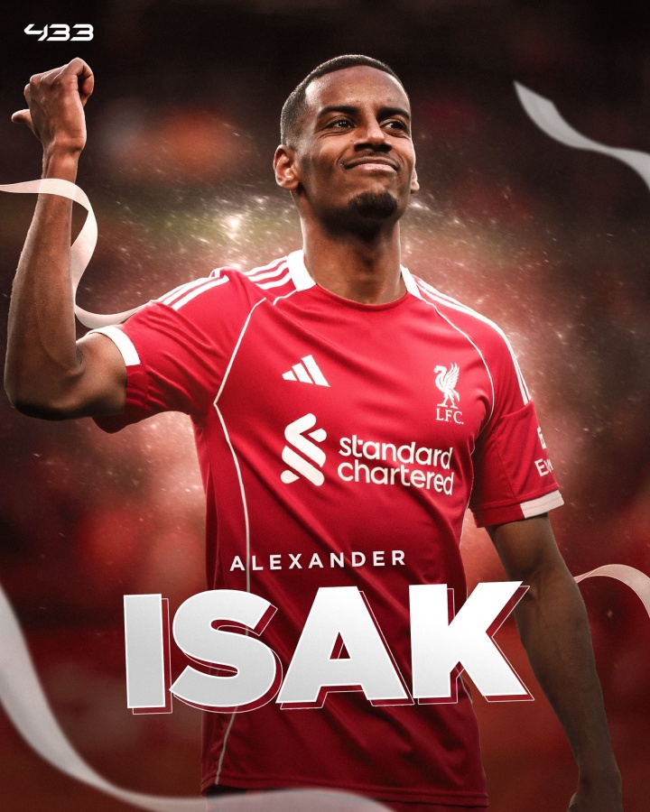接過(guò)努涅斯號碼！英媒：伊薩克在利物浦將穿9號，轉會(huì )費1.3億鎊