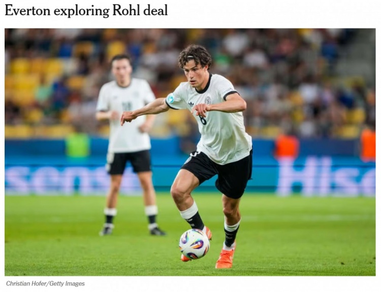 TA：埃弗頓想在截止日補中場(chǎng)，正探索從弗賴(lài)堡簽下梅林-羅爾