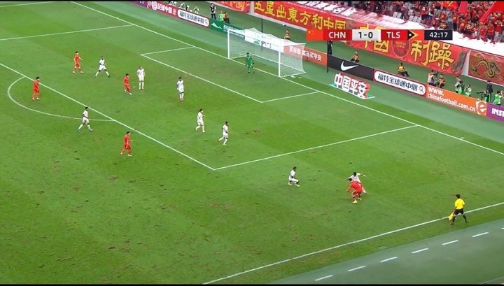 U22國足vs東帝汶比賽，有23802名觀(guān)眾到西安國際足球中心觀(guān)戰