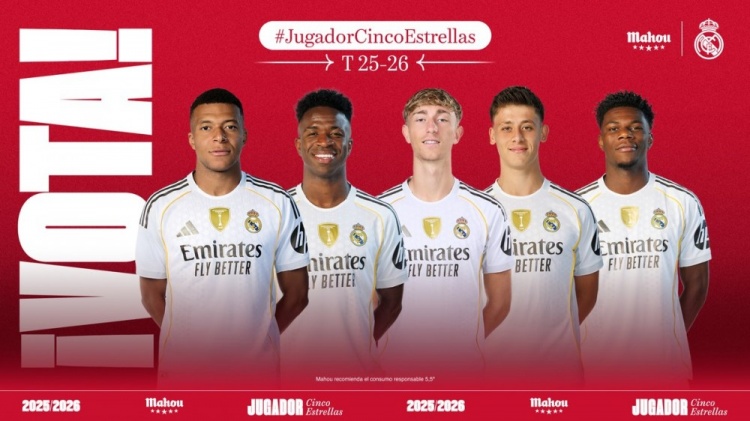 皇馬8月最佳球員：姆巴佩、維尼修斯、赫伊森、居勒爾、瓊阿梅尼