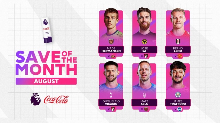 英超8月最佳撲救候選：萊諾封庫尼亞單刀&特拉福德?lián)瞥龇逗湛松溟T(mén)