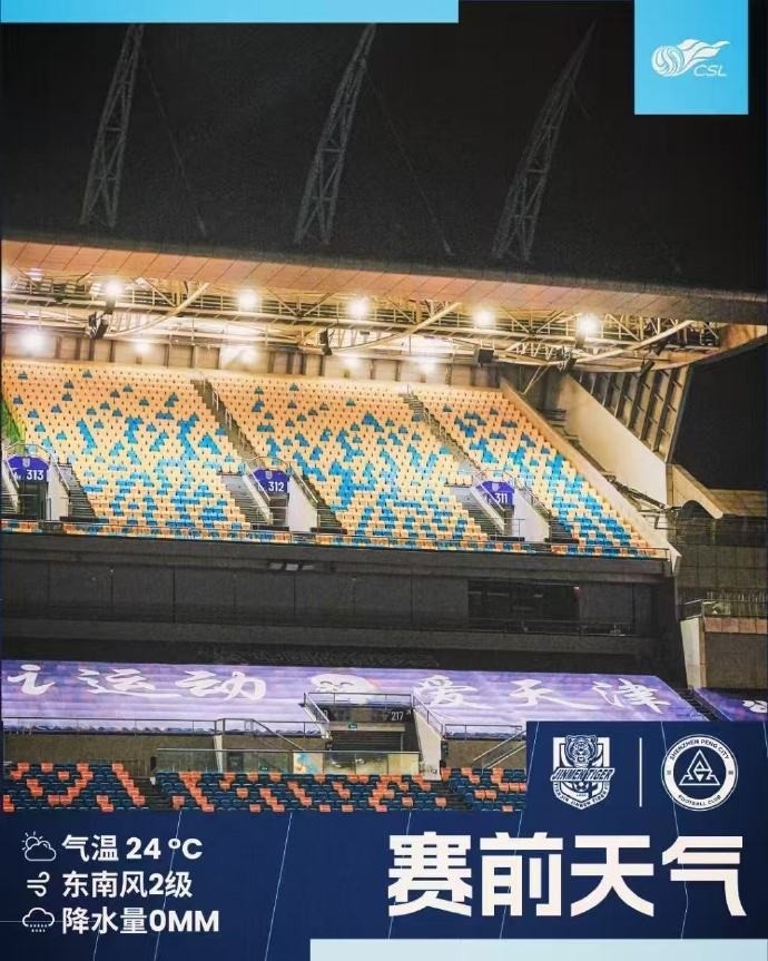 今日天津天氣涼爽宜人，前往客場(chǎng)的球迷朋友可輕裝出行